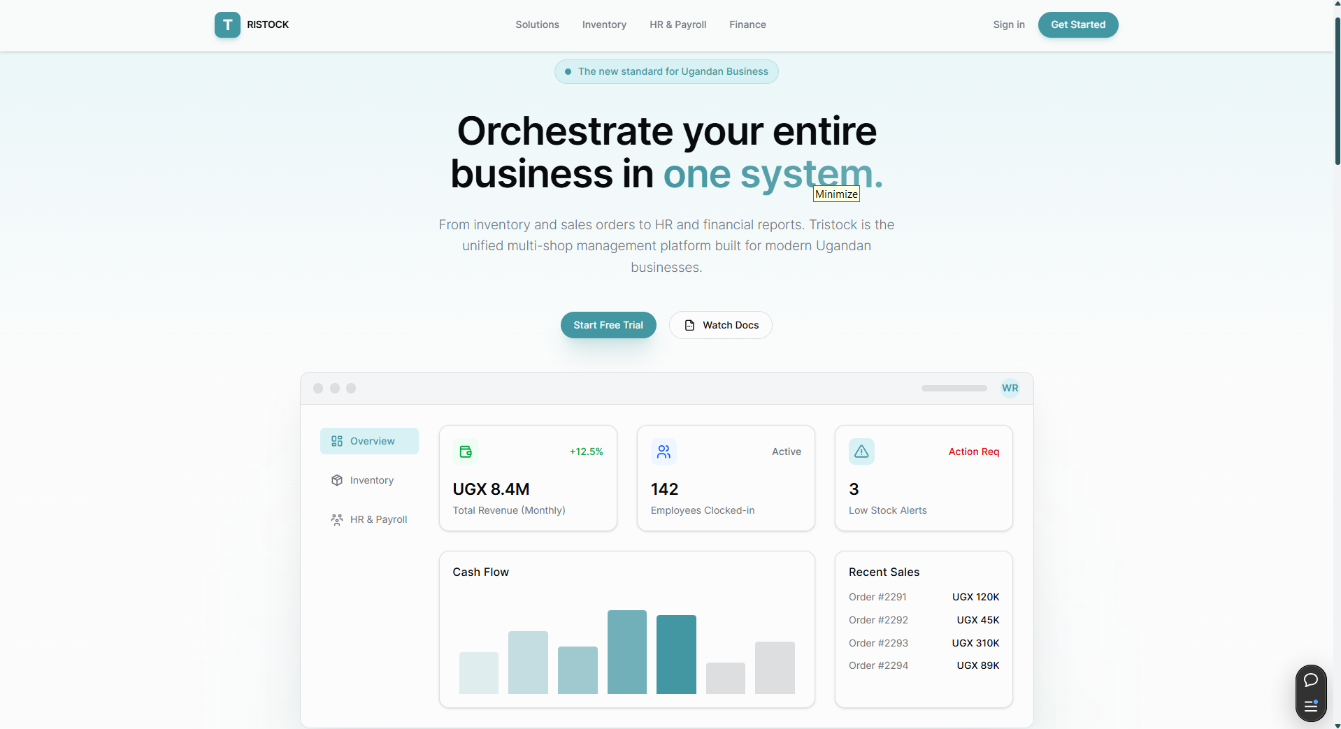 Tristock Inventory System Homepage